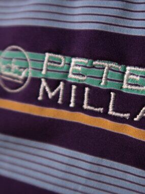 Peter Millar Summer Comfort Gasparilla Purple Striped Polo (M) ⛳️